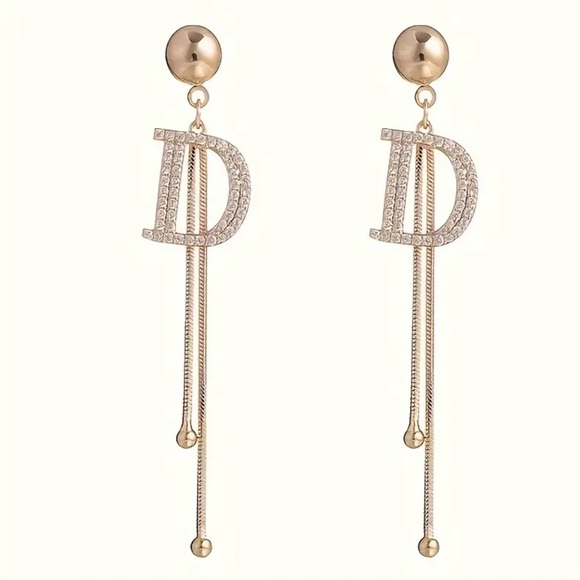 Exquisite Tassel Drop Elegant Gold “D" Dior, Long Dangle Earrings - NEW - Picture 4 of 7